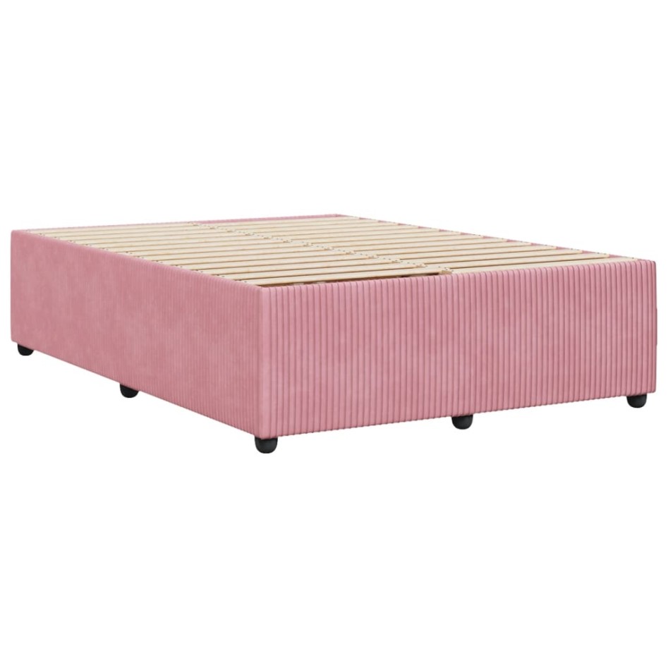 Estructura de cama sin colchón terciopelo rosa 140x190