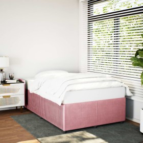 Estructura de cama sin colchón terciopelo rosa 120x190