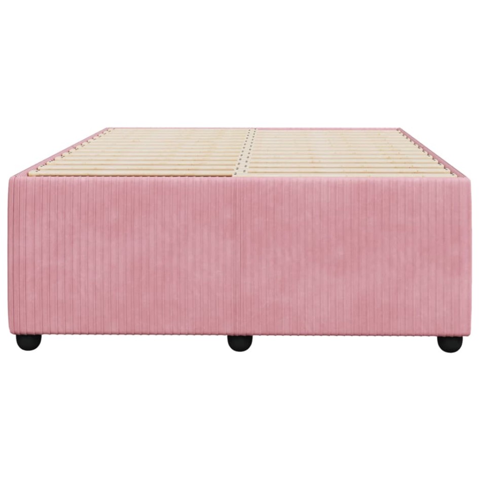 Estructura de cama sin colchón terciopelo rosa 120x190