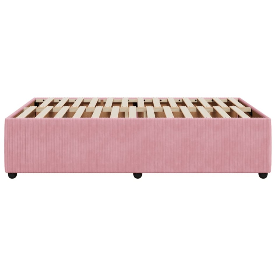 Estructura de cama sin colchón terciopelo rosa 120x190