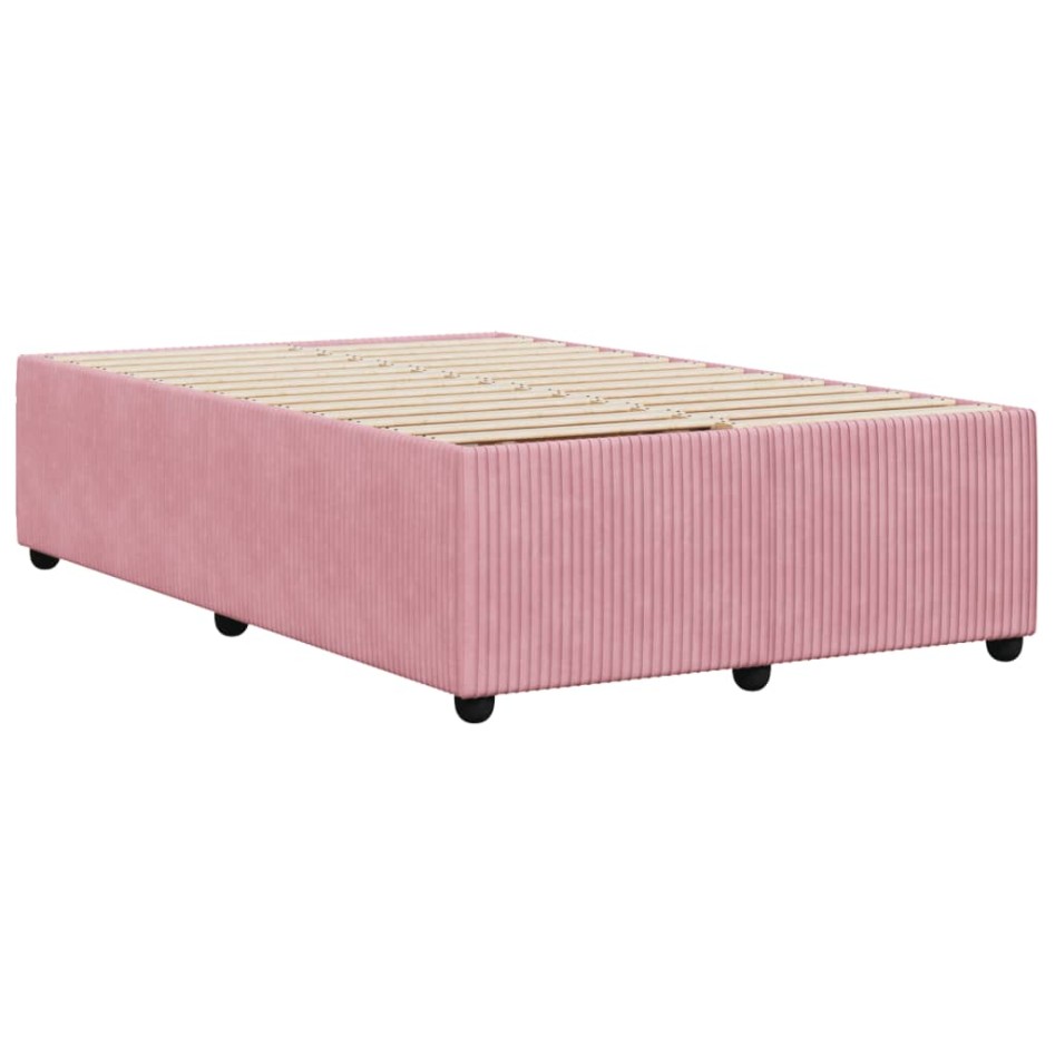 Estructura de cama sin colchón terciopelo rosa 120x190