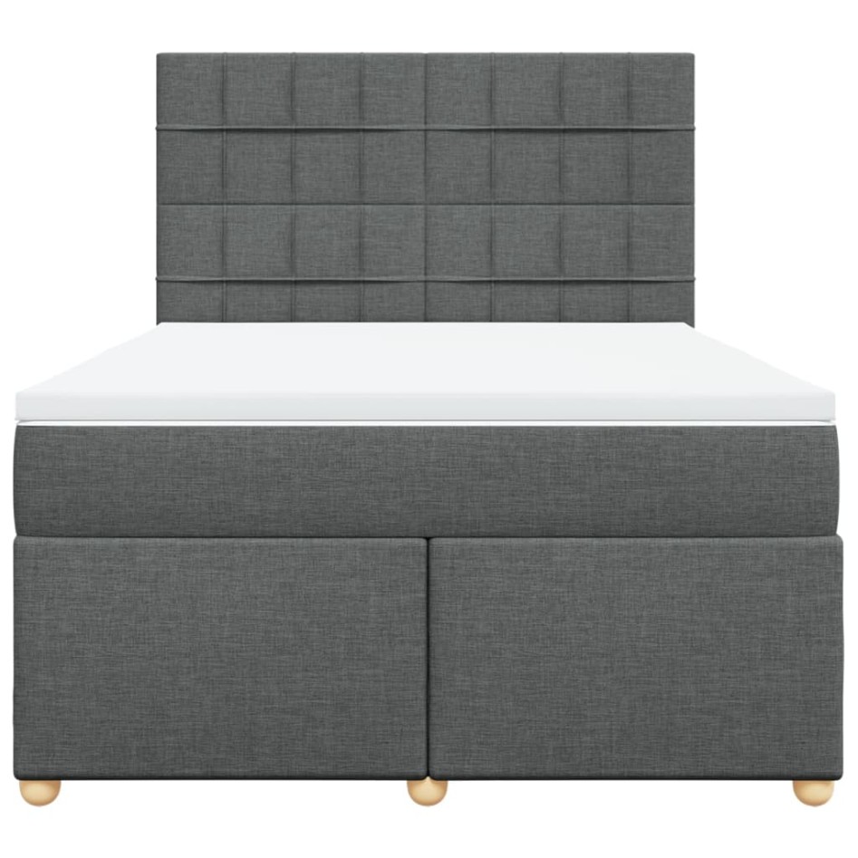 Cama box spring con colchón tela gris oscuro 140x190