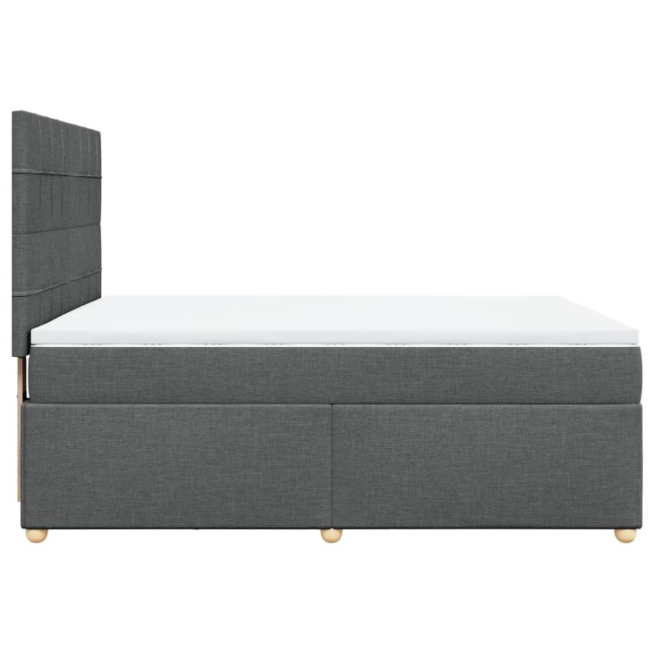 Cama box spring con colchón tela gris oscuro 140x190