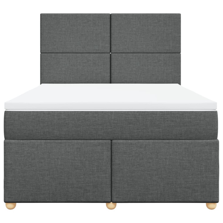 Cama box spring con colchón tela gris oscuro 140x190