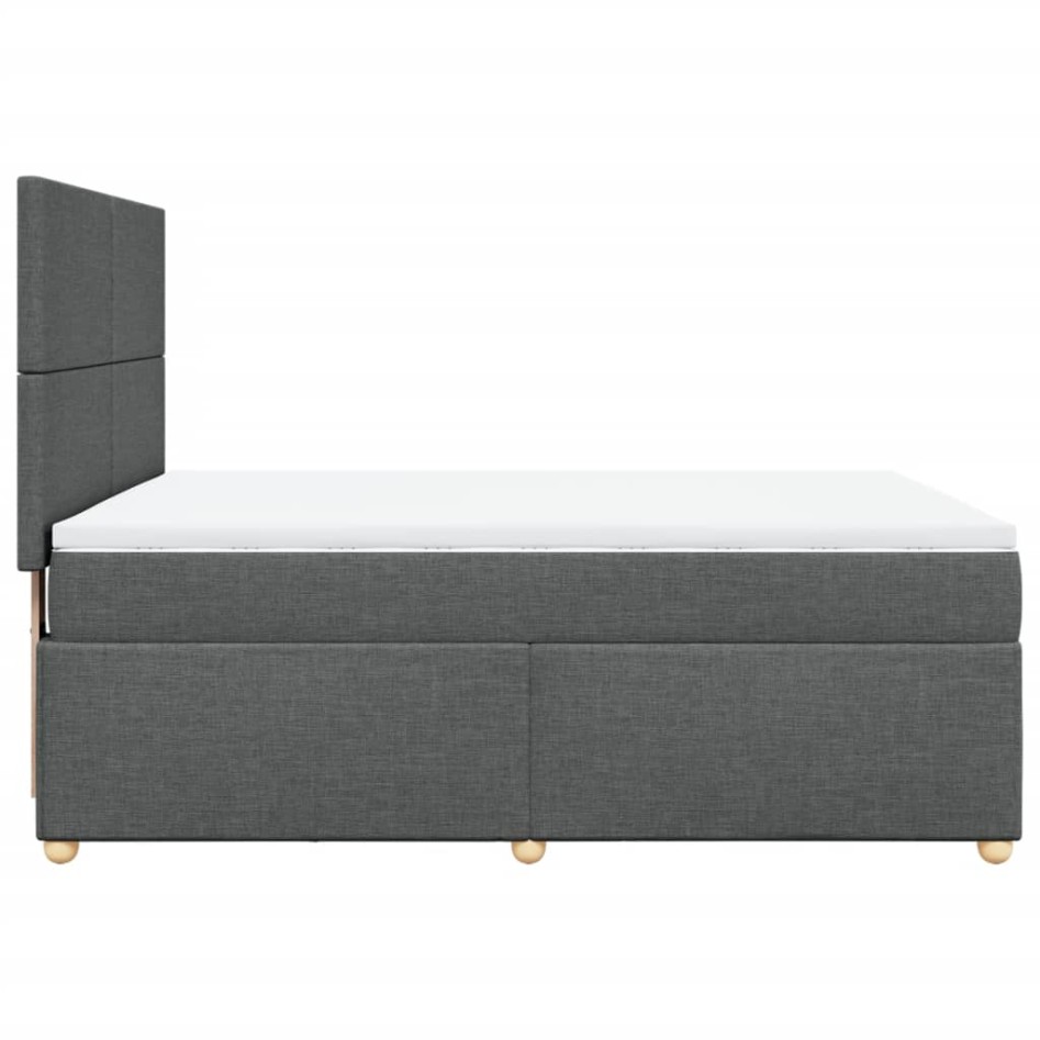 Cama box spring con colchón tela gris oscuro 140x190