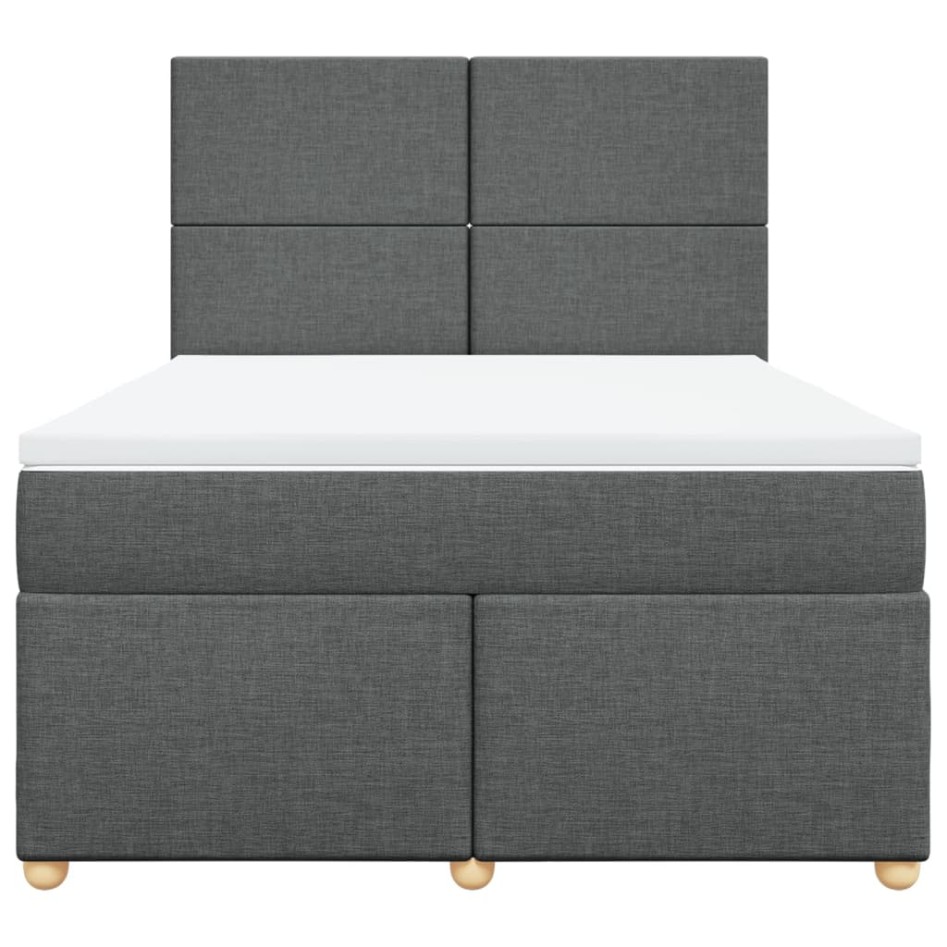 Cama box spring con colchón tela gris oscuro 140x190