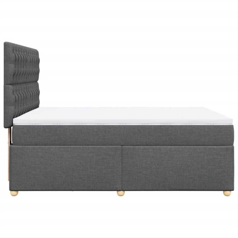 Cama box spring con colchón tela gris oscuro 140x190