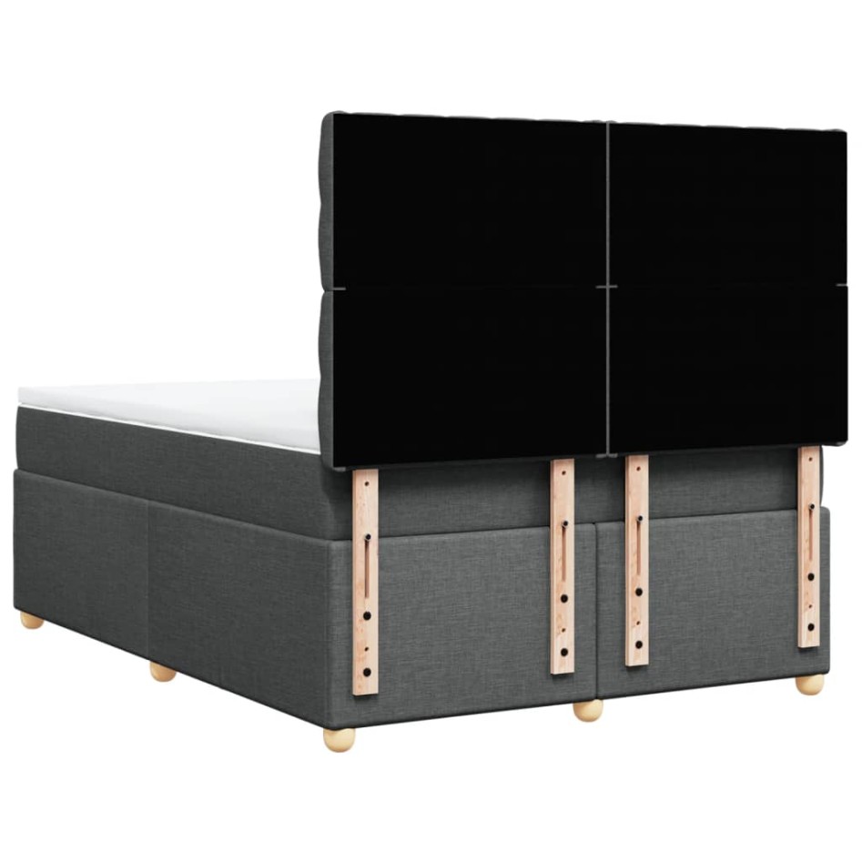 Cama box spring con colchón tela gris oscuro 140x190