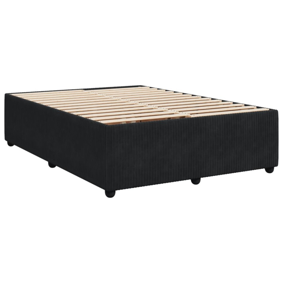 Cama box spring con colchón terciopelo negro 140x190