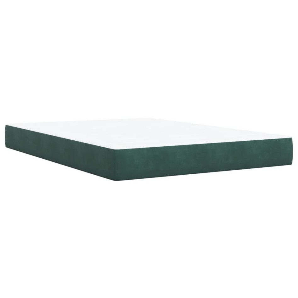 Cama box spring con colchón terciopelo verde oscuro 140x190