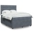 Cama box spring con colchón terciopelo gris oscuro 140x190