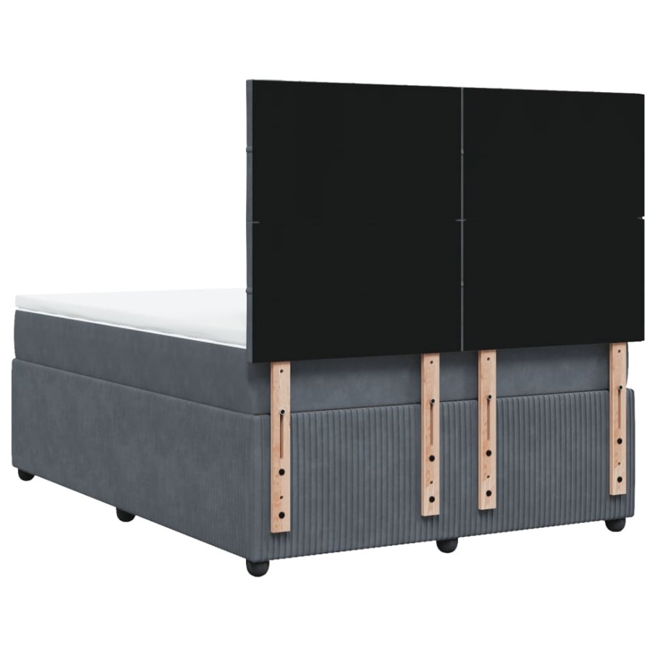 Cama box spring con colchón terciopelo gris oscuro 140x190