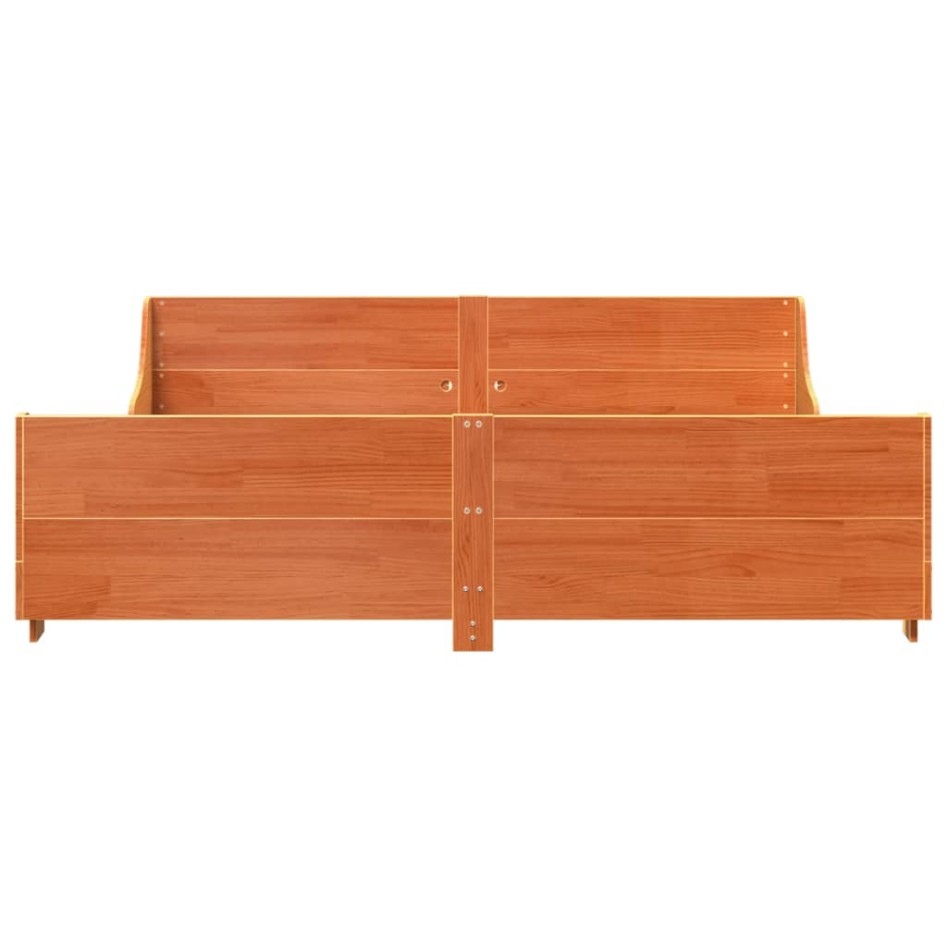 Cama sin colchón madera maciza de pino marrón cera 180x200