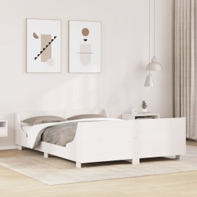 Estructura de cama sin colchón madera de pino blanca 150x200