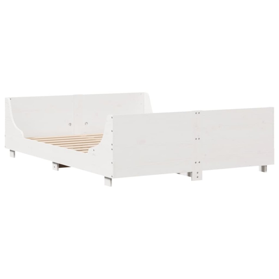 Estructura de cama sin colchón madera de pino blanca 150x200