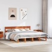 Cama sin colchón madera maciza de pino marrón cera 180x200 cm