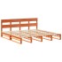 Cama sin colchón madera maciza de pino marrón cera 180x200