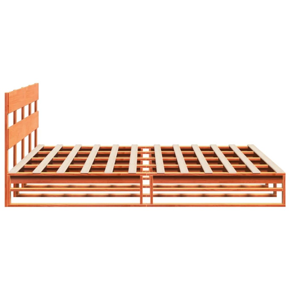 Cama sin colchón madera maciza de pino marrón cera 180x200