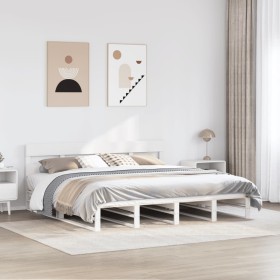 Estructura de cama sin colchón madera maciza blanca 200x200