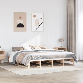 Estructura de cama sin colchón madera maciza de pino 180x200