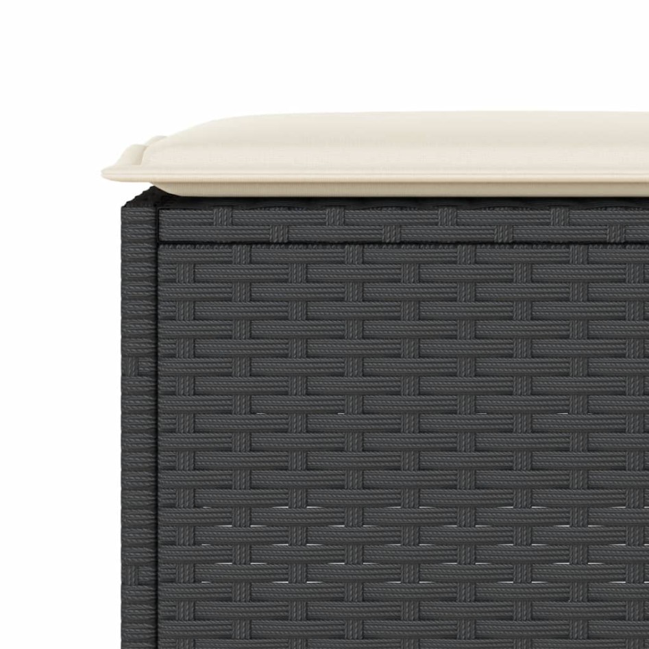 Mesa y taburetes altos jardín 5 pzas y cojines ratán PE