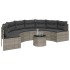 Sofá de jardín semicircular con mesa y cojines ratán PE