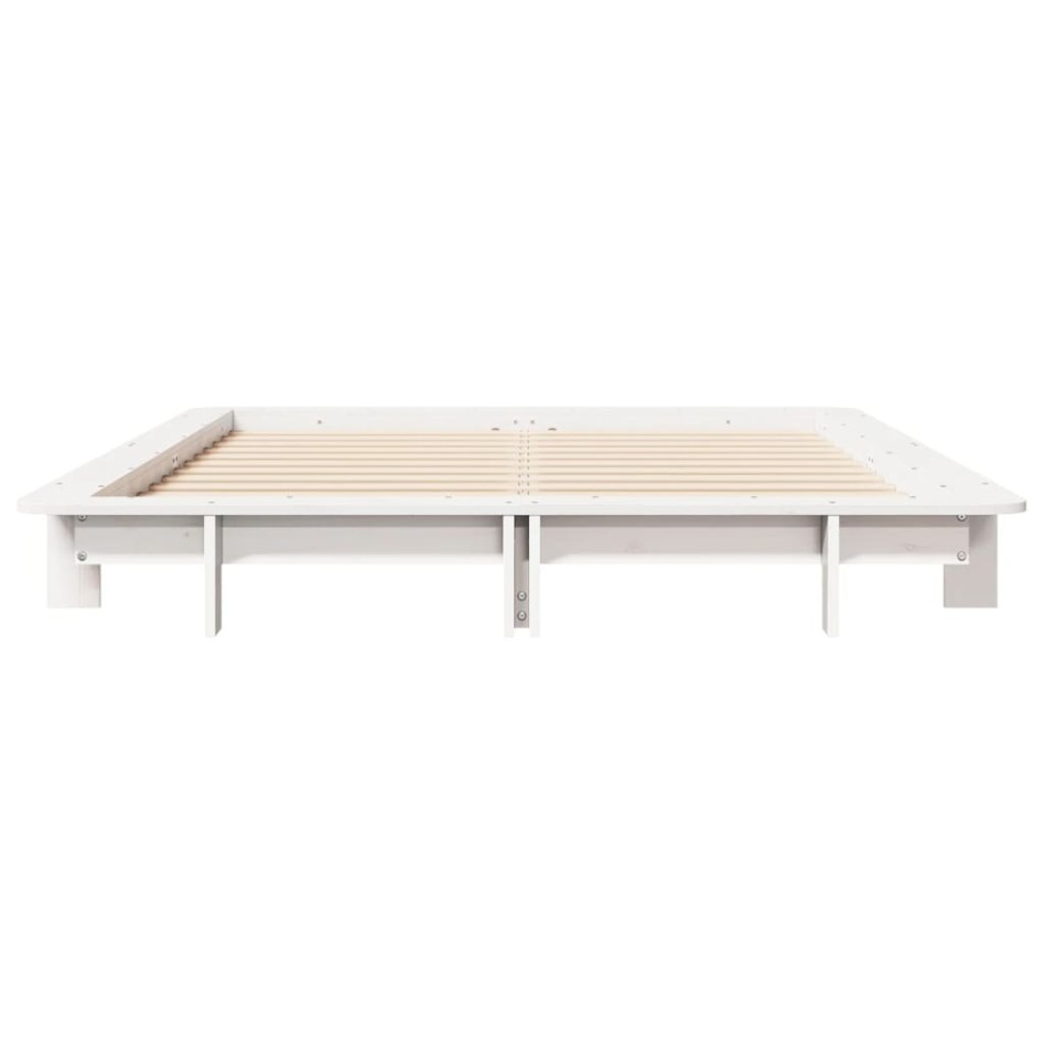 Estructura de cama sin colchón madera de pino blanca 140x200