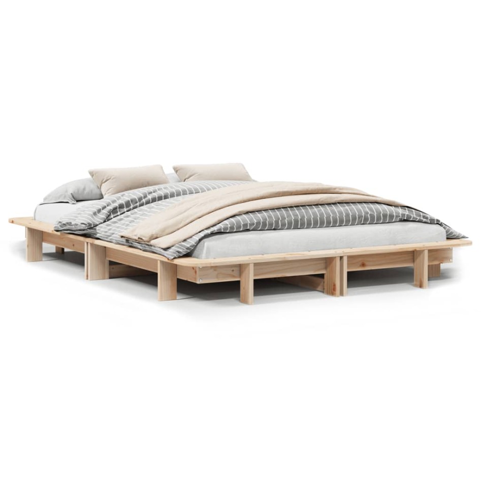 Estructura de cama sin colchón madera de pino maciza 120x200