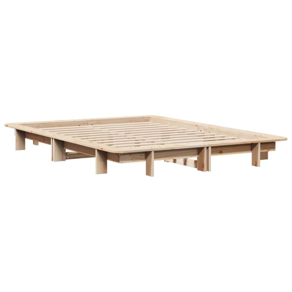 Estructura de cama sin colchón madera de pino maciza 120x200