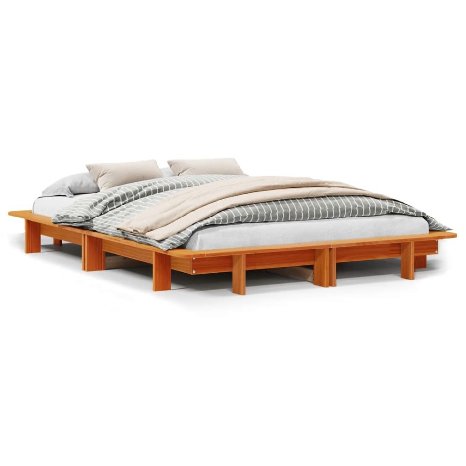 Estructura de cama sin colchón madera maciza marrón 135x190