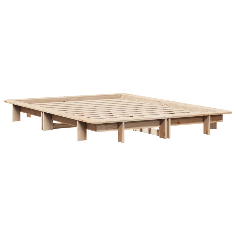 Estructura de cama sin colchón madera maciza de pino 135x190