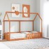 Cama con forma de casa de niños madera maciza marrón 90x200