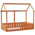 Cama con forma de casa de niños madera maciza marrón 80x160