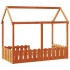Cama con forma de casa de niños madera maciza marrón 80x160
