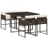 Set comedor de jardín 5 piezas y cojines ratán sintético