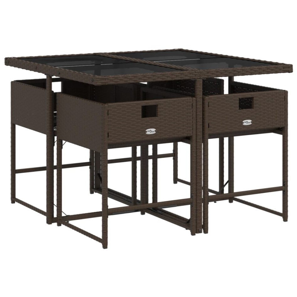 Set comedor de jardín 5 piezas y cojines ratán sintético