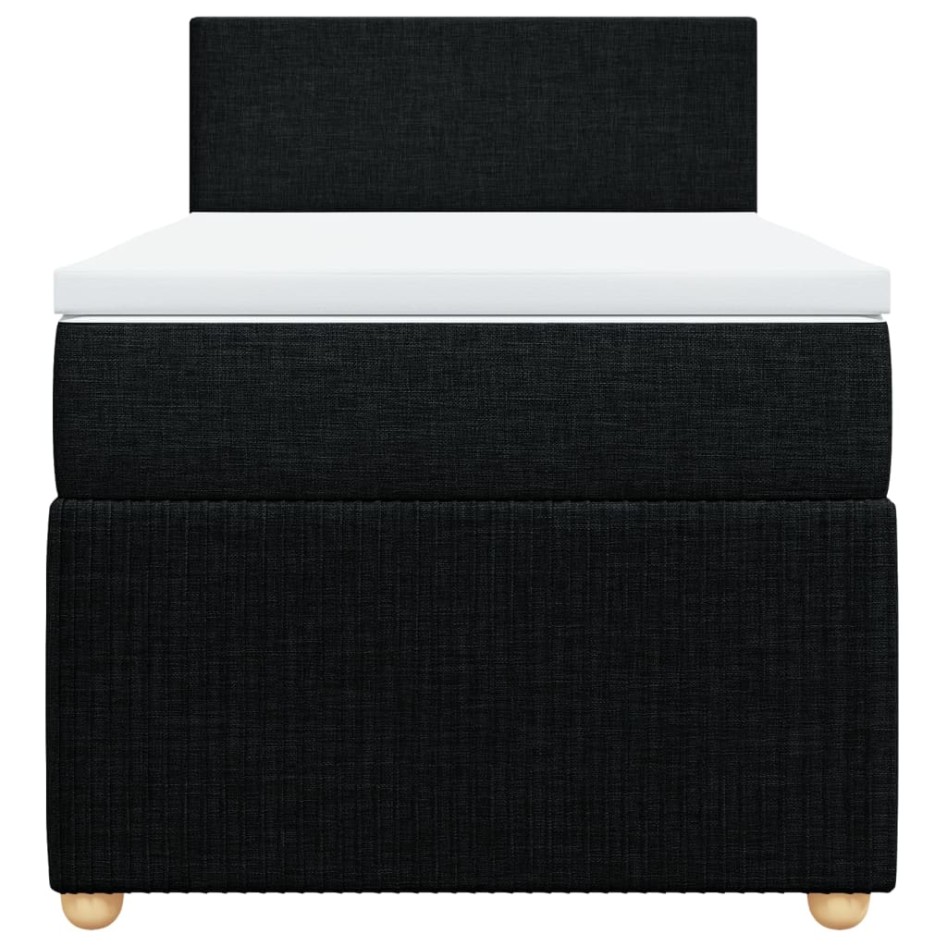 Cama box spring con colchón tela negro 90x190