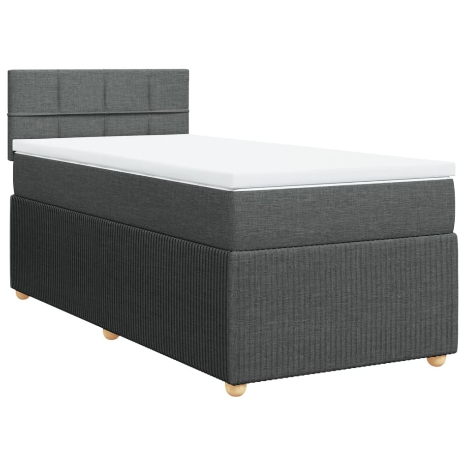 Cama box spring con colchón tela gris oscuro 90x190