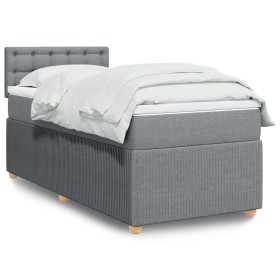 Cama box spring con colchón tela gris claro 90x190
