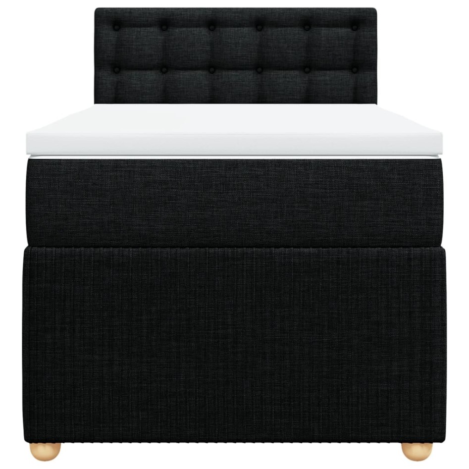 Cama box spring con colchón tela negro 90x190