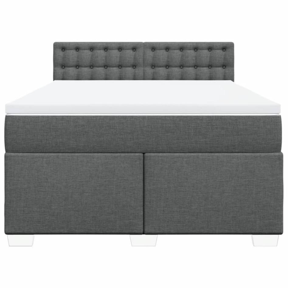 Cama box spring con colchón tela gris oscuro 160x200