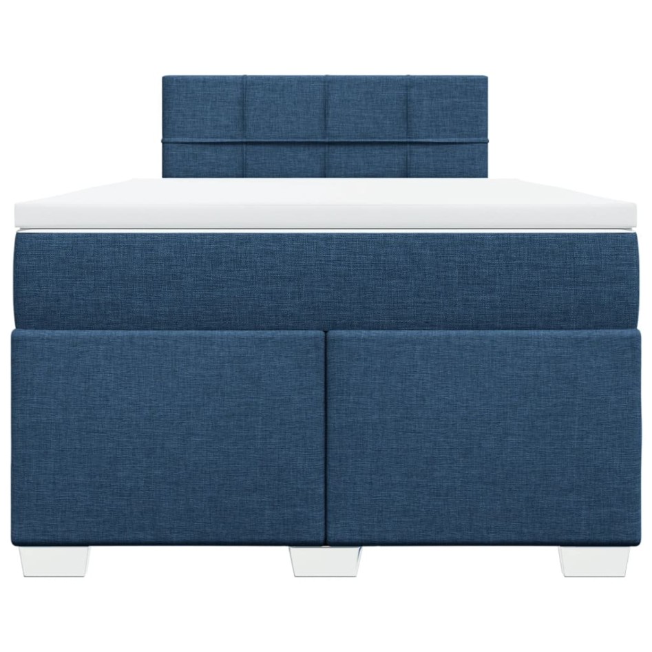 Cama box spring con colchón tela azul 120x190