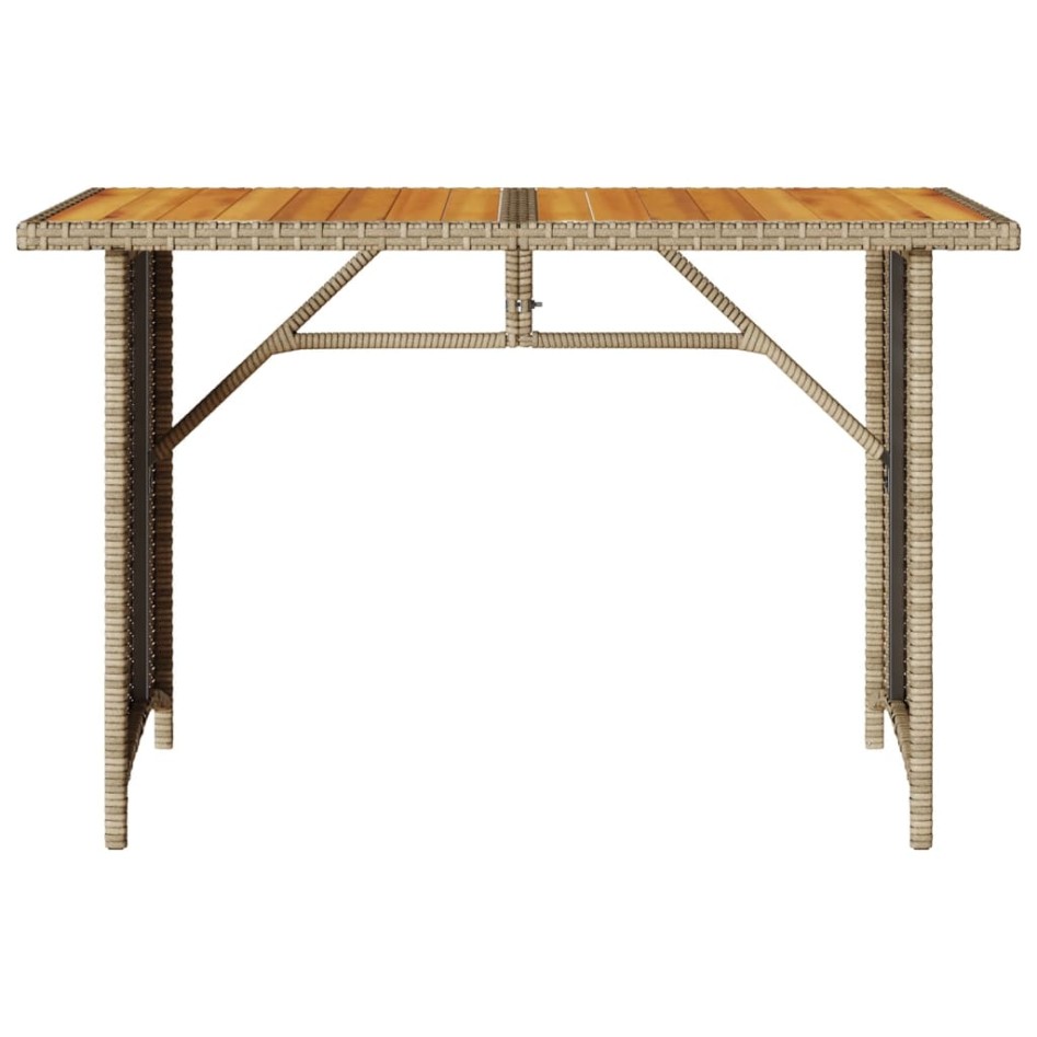 Mesa de jardín superficie de madera ratán PE beige 110x68x70