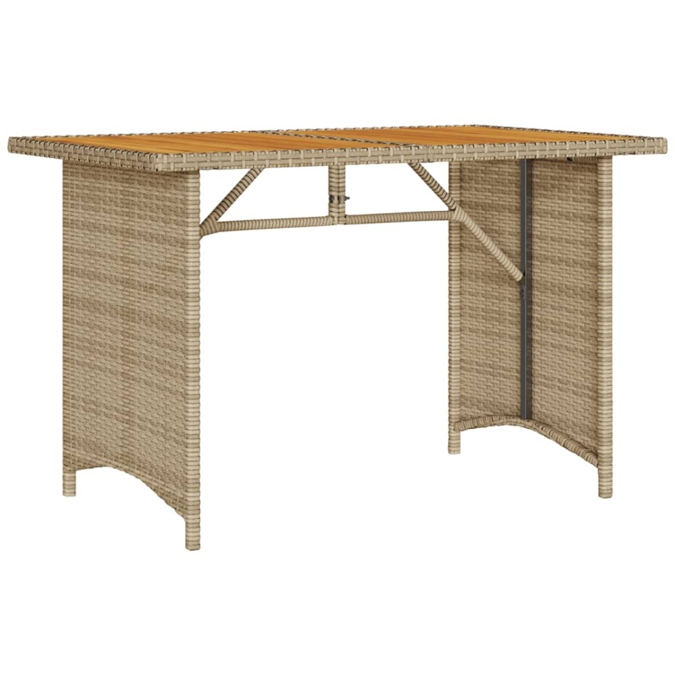 Mesa de jardín superficie de madera ratán PE beige 110x68x70