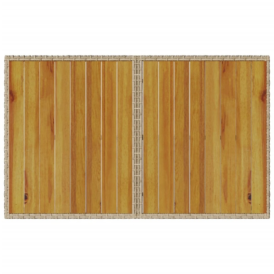 Mesa de jardín superficie de madera ratán PE beige 110x68x70