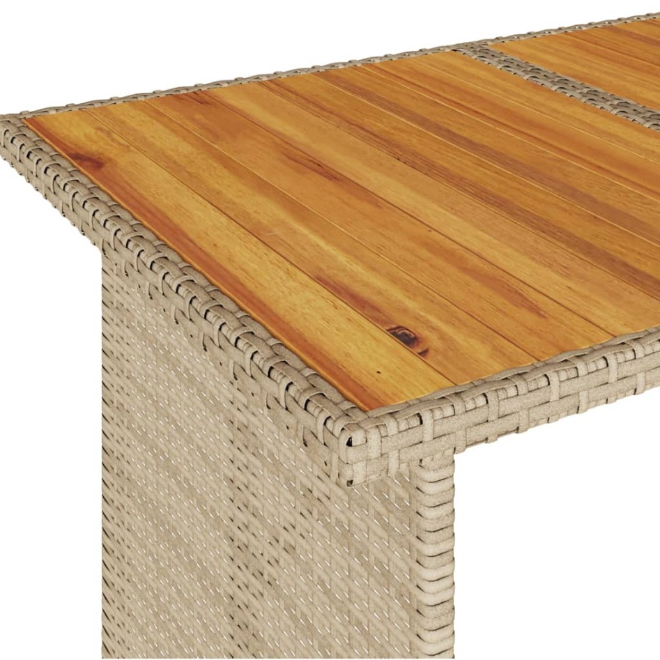 Mesa de jardín superficie de madera ratán PE beige 110x68x70