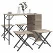 Juego de comedor de jardín plegable 5 pzas ratán PE gris claro