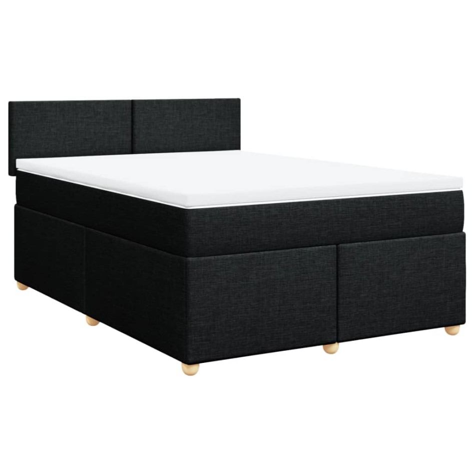 Cama box spring con colchón tela negro 140x190