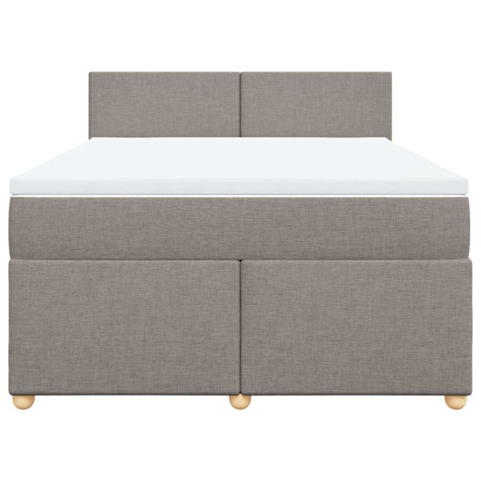 Cama box spring con colchón tela gris taupe 140x190
