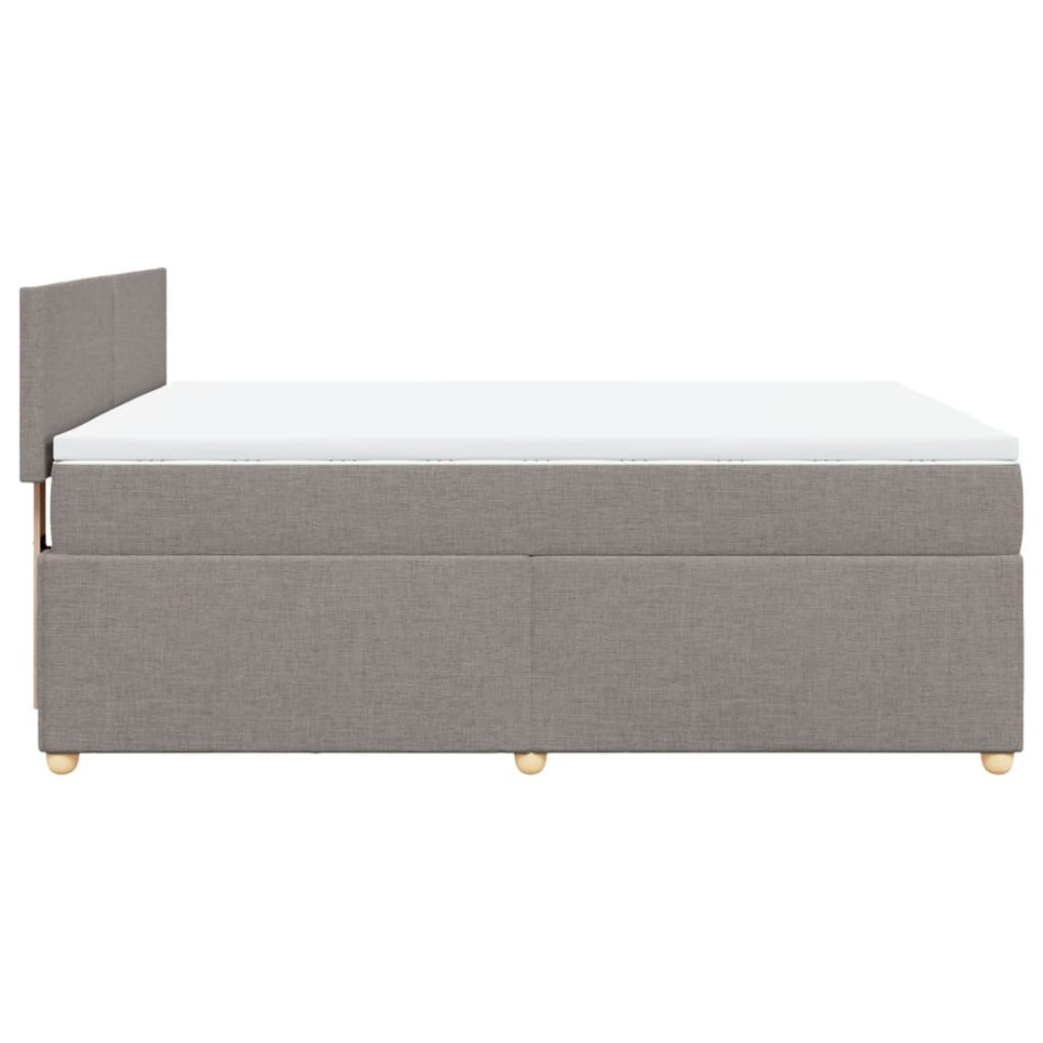 Cama box spring con colchón tela gris taupe 140x190